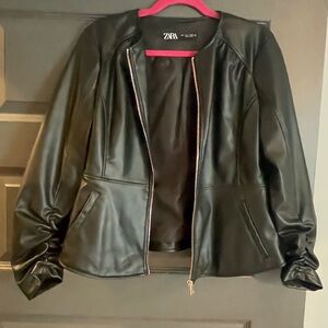Zara Women's Sleek Black Leather Jacket